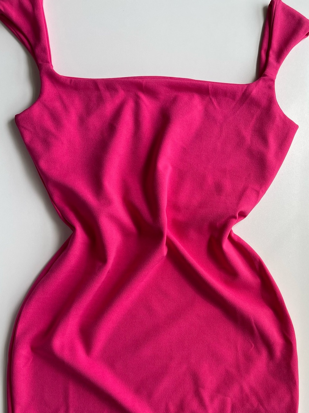 PrettyLittleThing Neon Pink Square Neck Mini Dress
